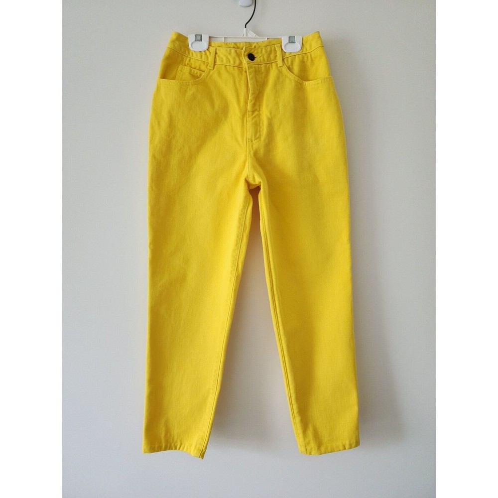 Vintage Ivy Brown Womens Cotton High Waist Mom Jeans Size 8 Yellow Made in USA